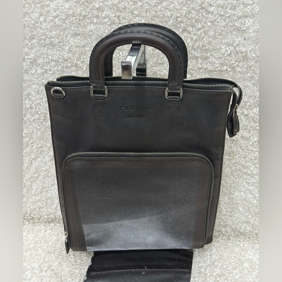 prada Other - Prada Aged Saffiano Leather Vertical Briefcase Bag